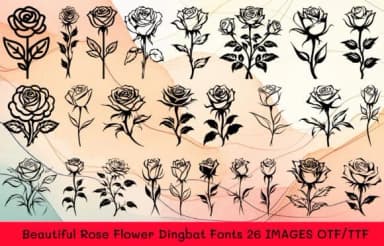 Beautiful Rose Flower by MOMAT THIRTYONE — Dingbats Font — thumbnail 1
