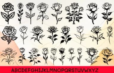Beautiful Rose Flower by MOMAT THIRTYONE — Dingbats Font — thumbnail 2