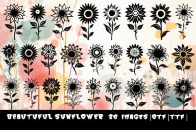 Beautiful Sunflower by MOMAT THIRTYONE — Dingbats Font — thumbnail 1