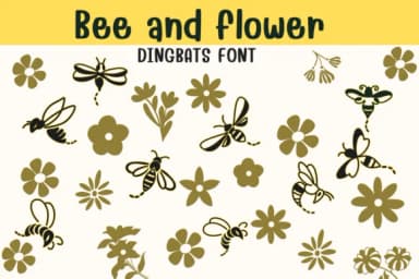 Bee and Flower by Sontaya — Dingbats Font — thumbnail 1