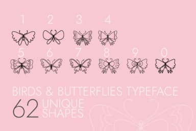 Birds and Butterflies by Minimalistartstudio — Dingbats Font — thumbnail 1