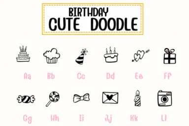 Birthday Cute Doodle by PraewDesigns — Dingbats Font — thumbnail 2