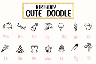 Birthday Cute Doodle by PraewDesigns — Dingbats Font — thumbnail 3