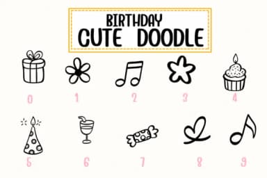 Birthday Cute Doodle by PraewDesigns — Dingbats Font — thumbnail 4