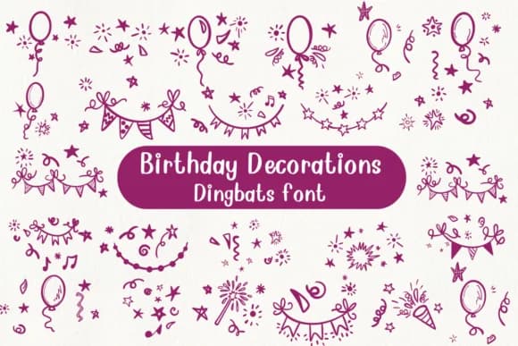 Birthday Decorations by Nongyao — Dingbats Font