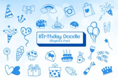 Birthday Doodle by Ketsarin — Dingbats Font — thumbnail 1