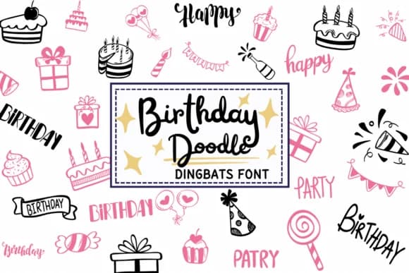 Birthday Doodle by PraewDesigns — Dingbats Font