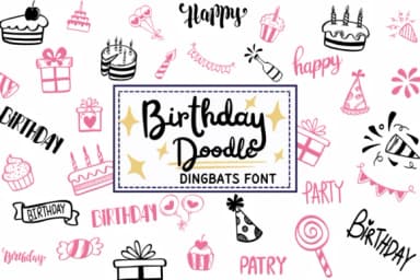 Birthday Doodle by PraewDesigns — Dingbats Font — thumbnail 1