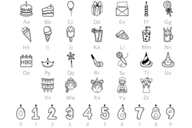 Birthday Girl Doodle by digitalplannerland — Dingbats Font — thumbnail 2