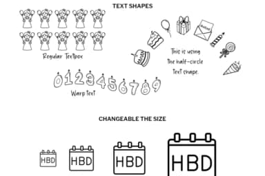 Birthday Girl Doodle by digitalplannerland — Dingbats Font — thumbnail 4