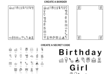Birthday Girl Doodle by digitalplannerland — Dingbats Font — thumbnail 6