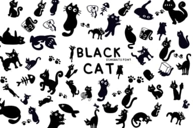 Black Cat by Bee piyanuch — Dingbats Font — thumbnail 1