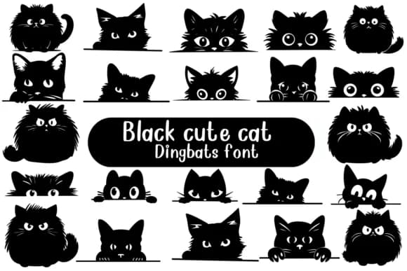 Black Cute Cat by BK Creative Designs — Dingbats Font