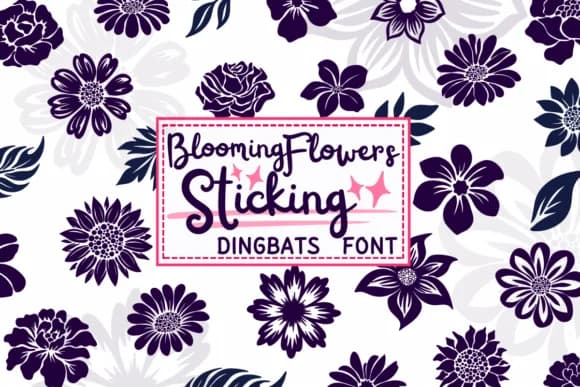 Blooming Flowers Sticking by PraewDesigns — Dingbats Font