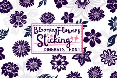 Blooming Flowers Sticking by PraewDesigns — Dingbats Font — thumbnail 1
