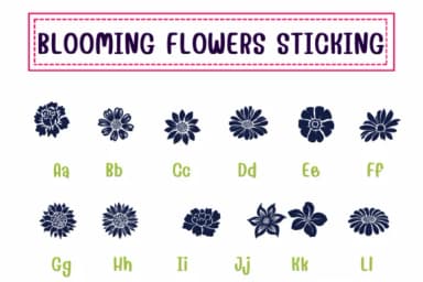 Blooming Flowers Sticking by PraewDesigns — Dingbats Font — thumbnail 2