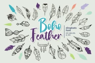 Boho Feather by onoborgol — Dingbats Font — thumbnail 1
