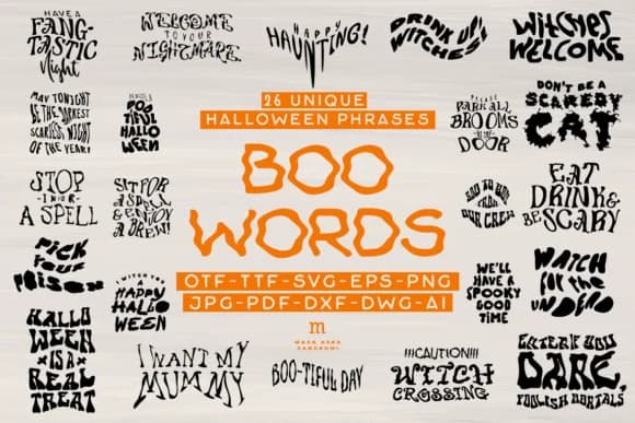 Boo Words by Masa Aska Sanurumi — Dingbats Font