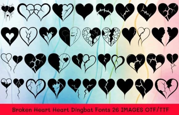 Broken Heart Heart by MOMAT THIRTYONE — Dingbats Font