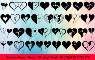 Broken Heart Heart by MOMAT THIRTYONE — Dingbats Font — thumbnail 1