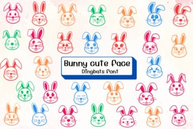 Bunny Cute Face by Ketsarin — Dingbats Font — thumbnail 1