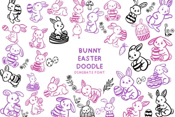 Bunny Easter Doodle by Bee piyanuch — Dingbats Font