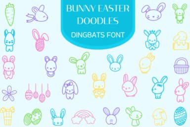 Bunny Easter Doodles by Heartcraft Atelier — Dingbats Font — thumbnail 1