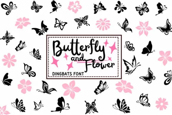 Butterfly and Flower by PraewDesigns — Dingbats Font
