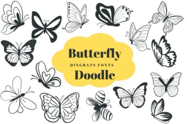 Butterfly Doodle by Suphitchaya — Dingbats Font — thumbnail 1