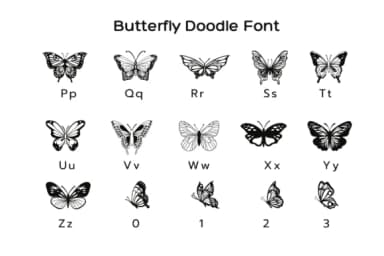 Butterfly Doodles by Pui Art — Dingbats Font — thumbnail 8