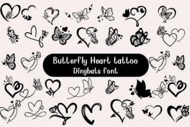 Butterfly Heart Tattoo by Nongyao — Dingbats Font — thumbnail 1