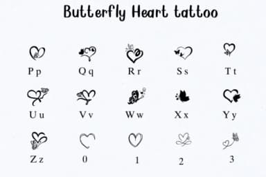Butterfly Heart Tattoo by Nongyao — Dingbats Font — thumbnail 3