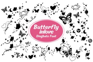 Butterfly in Love by Nun Sukhwan — Dingbats Font — thumbnail 1