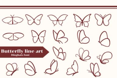 Butterfly Line Art by Apiwat Type — Dingbats Font — thumbnail 1