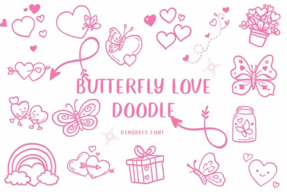 Butterfly Love Doodle by CHANOK — Dingbats Font