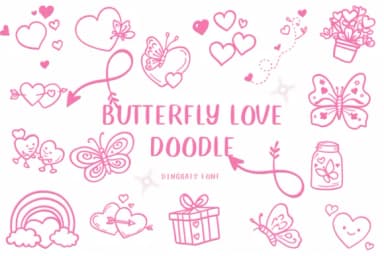 Butterfly Love Doodle by CHANOK — Dingbats Font — thumbnail 1