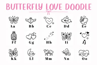 Butterfly Love Doodle by CHANOK — Dingbats Font — thumbnail 2