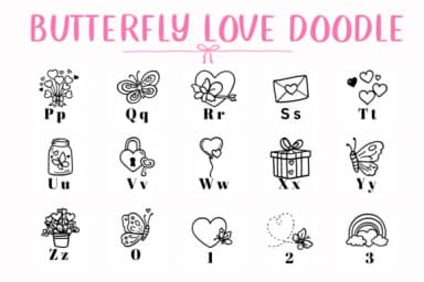 Butterfly Love Doodle by CHANOK — Dingbats Font — thumbnail 3