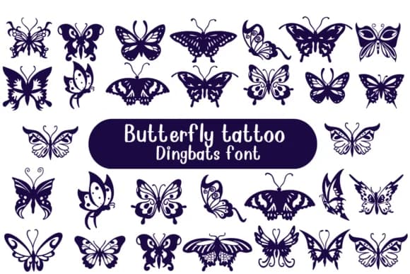 Butterfly Tattoo by Nongyao — Dingbats Font