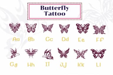 Butterfly Tattoo by PraewDesigns — Dingbats Font — thumbnail 2