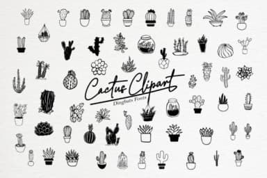 Cactus Clipart by iyhulmonsta — Dingbats Font — thumbnail 1