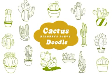 Cactus Doodle by Suphitchaya — Dingbats Font — thumbnail 1