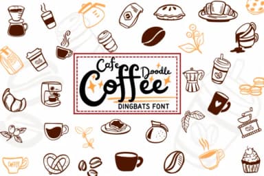 Cafe Coffee Doodle by PraewDesigns — Dingbats Font — thumbnail 1