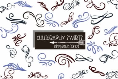 Calligraphy Swirls by Sirinart — Dingbats Font — thumbnail 1