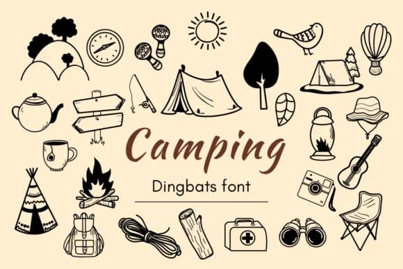 Camping by Nun Sukhwan — Dingbats Font
