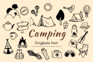 Camping by Nun Sukhwan — Dingbats Font — thumbnail 1
