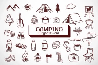 Camping by Ketsarin — Dingbats Font — thumbnail 1