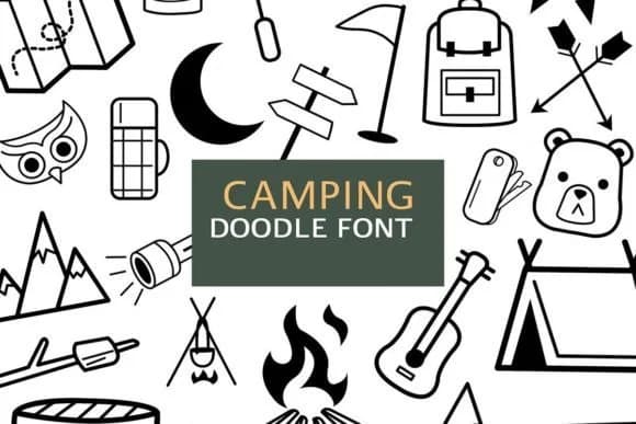 Camping Doodle by digitalplannerland — Dingbats Font