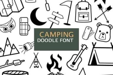 Camping Doodle by digitalplannerland — Dingbats Font — thumbnail 1