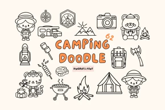 Camping Doodle by Babymimiart — Dingbats Font